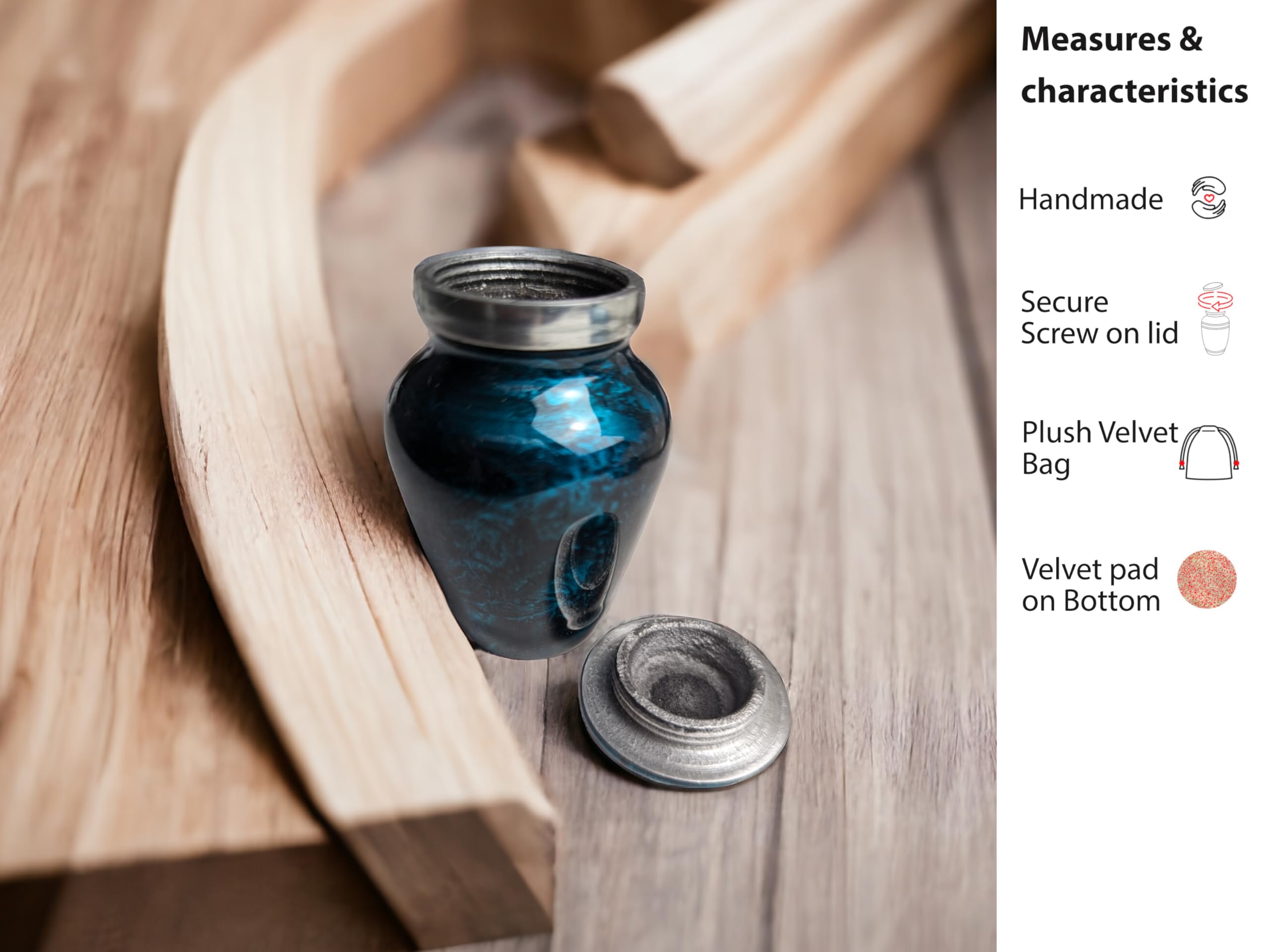 Beautiful Ocean Cremation Urns & Keepsakes with Serene Finish for Human Ashes, Female, Male, Funeral, Pet (Large)
