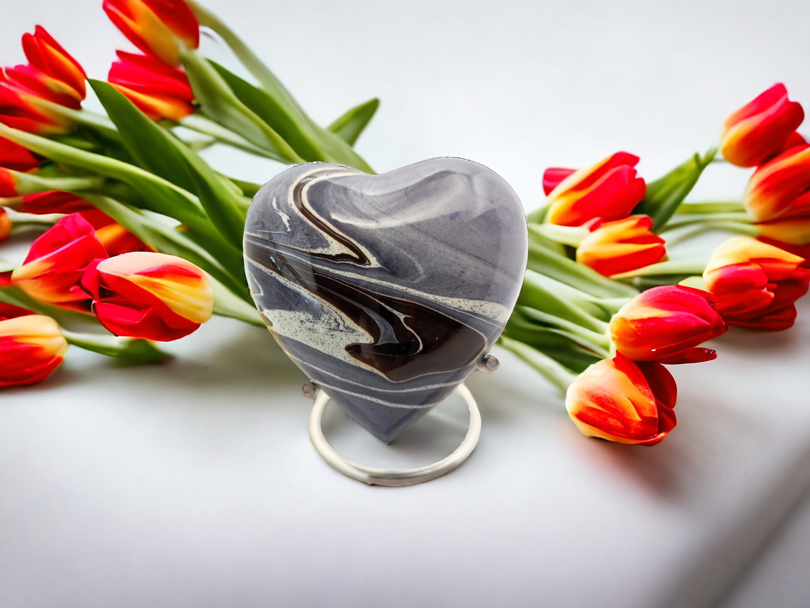 Devine Deep Ocean Heart Keepsake Urns - High Gloss Mini Cremation Urn
