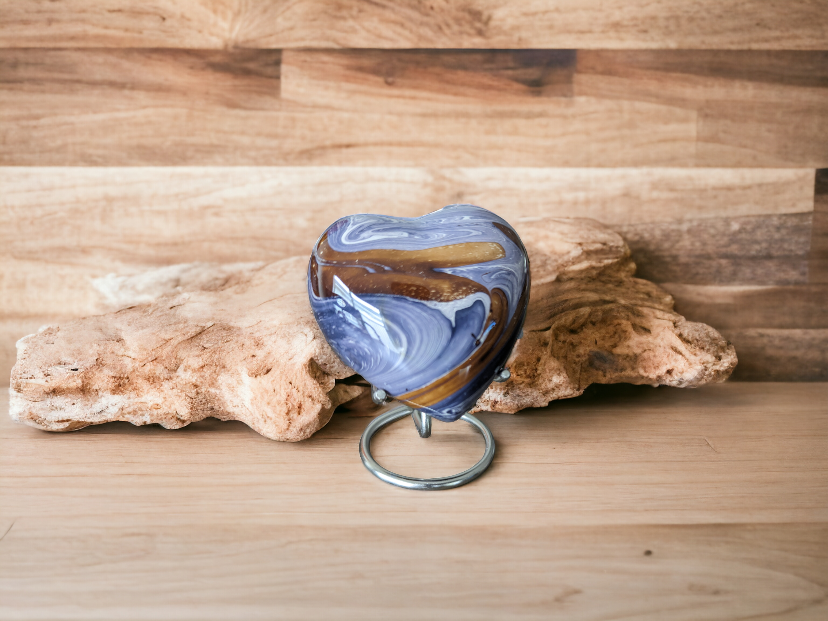 Devine Deep Ocean Heart Keepsake Urns - High Gloss Mini Cremation Urn