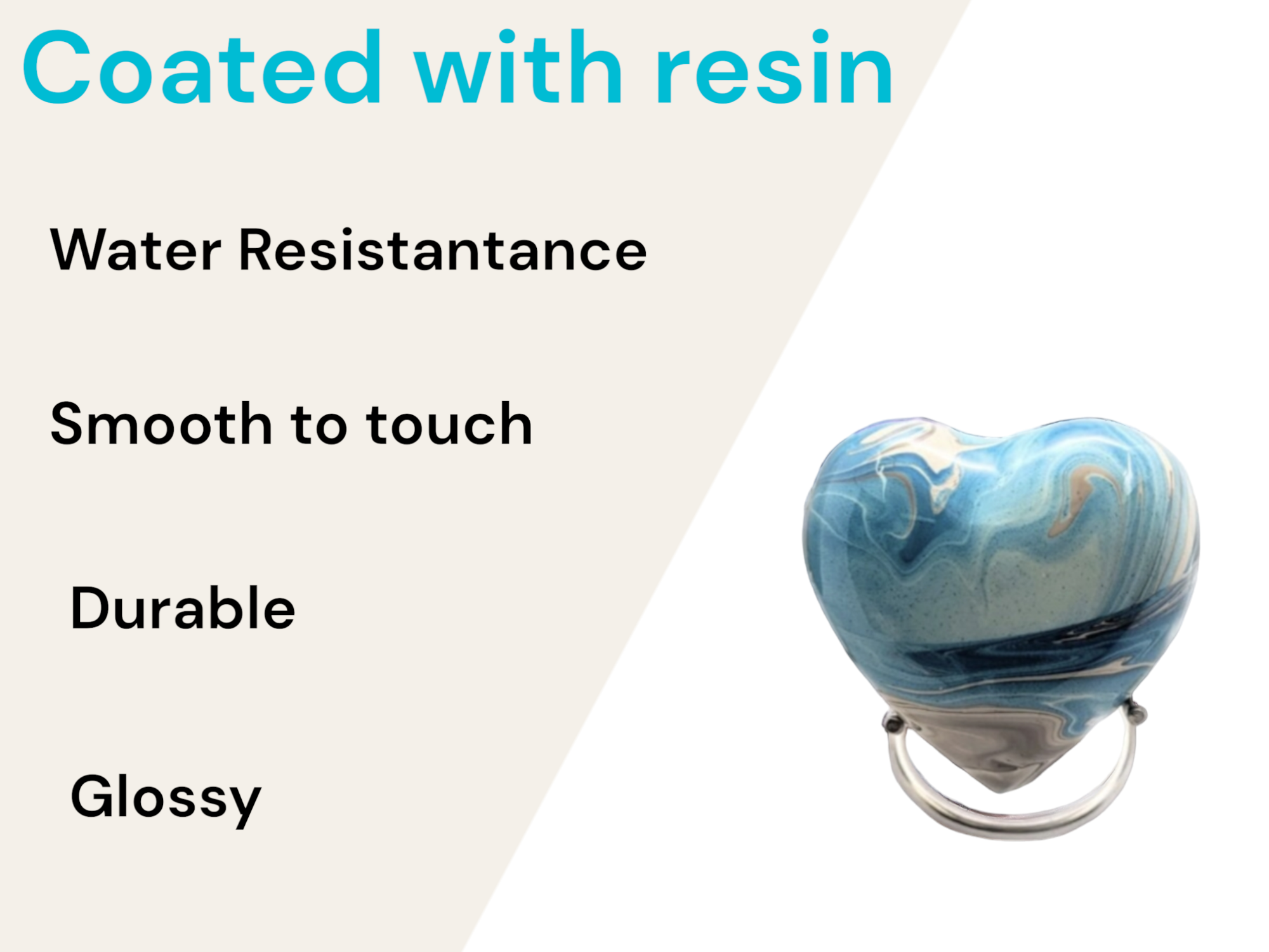 Devine Ocean View Heart Keepsake Urns - High Gloss Mini Cremation Urn