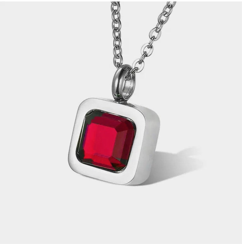 Silver Plated Red Jewelry for Ashes - Urn Pendant Keepsake Memorial Human or Pet
