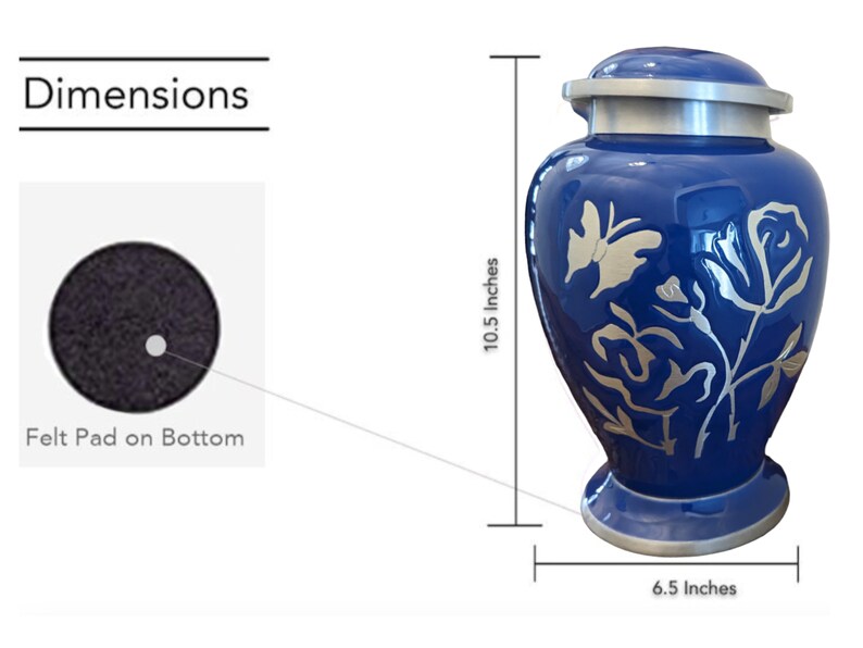 Rose & Butterfly Engraved Urn (Blue)