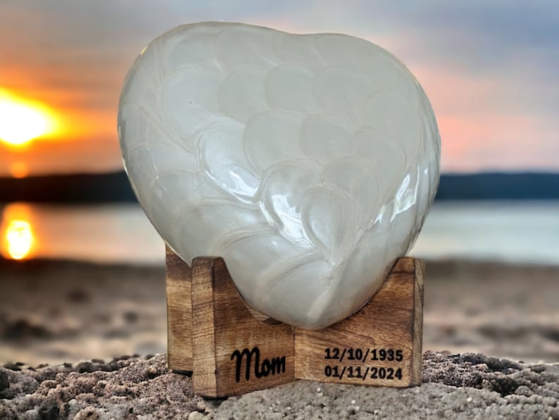 Devine Heart Cremation Urn (White) & Keepsake - High Gloss Finish (Small, Medium, Large)
