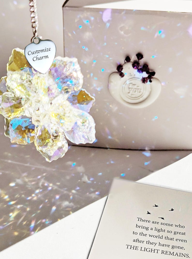Condolence Gift Box (Heart) - Sympathy Gift Card, Bereavement gift, Memorial Gift - Sorry for your loss Gift - Crystal Rainbow Maker