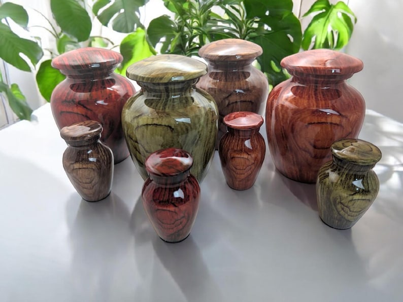 Wood Pattern (Olive Green) Keepsake Urn - High Gloss Mini Cremation Urn