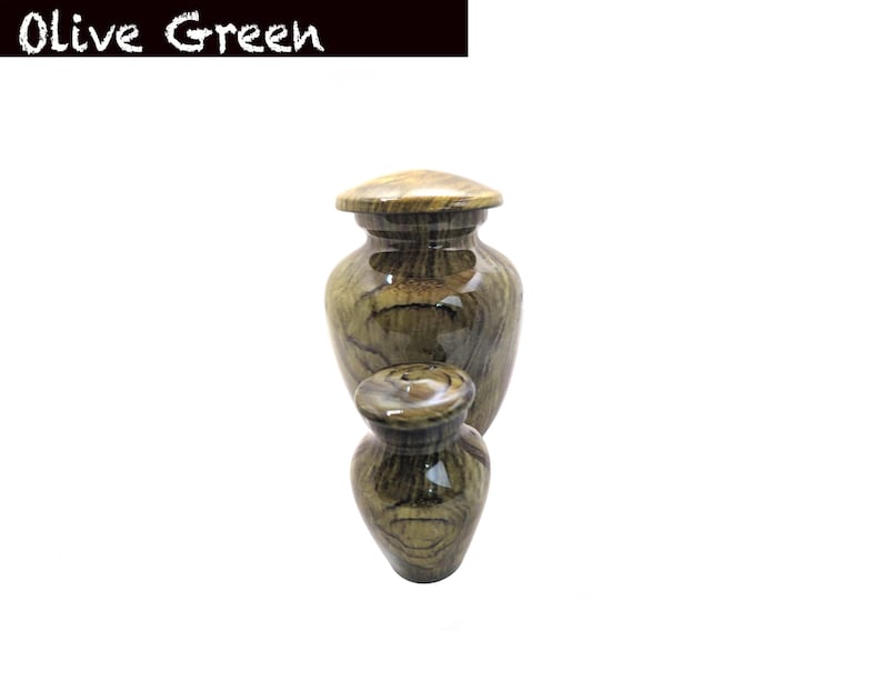 Wood Pattern (Olive Green) Keepsake Urn - High Gloss Mini Cremation Urn