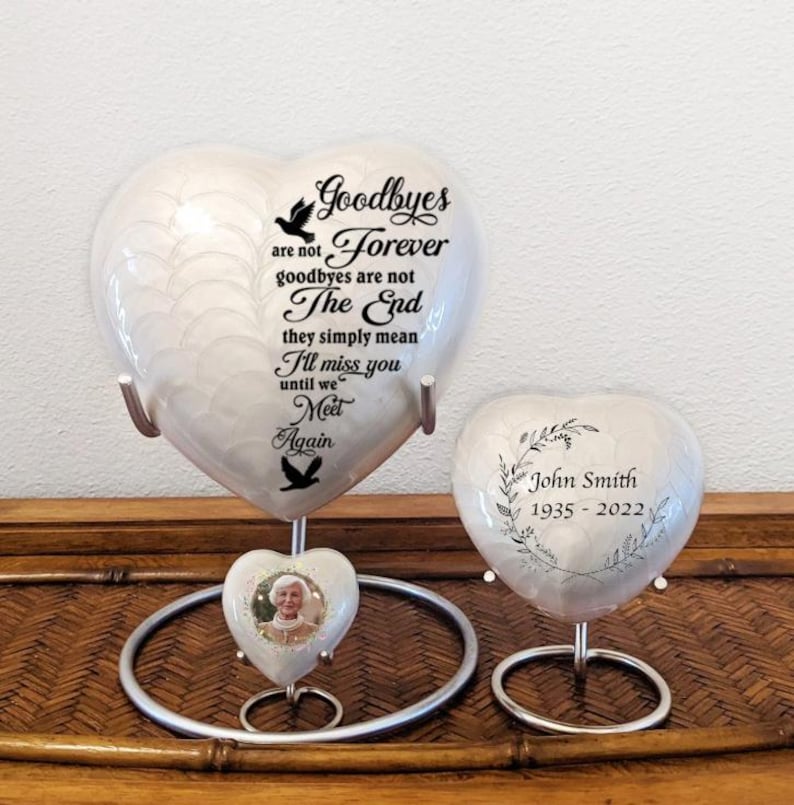 Devine Heart Cremation Urn (White) & Keepsake - High Gloss Finish (Small, Medium, Large)