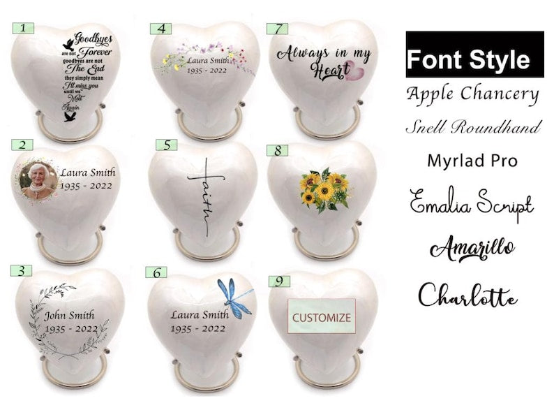 Devine Heart Cremation Urn (White) & Keepsake - High Gloss Finish (Small, Medium, Large)