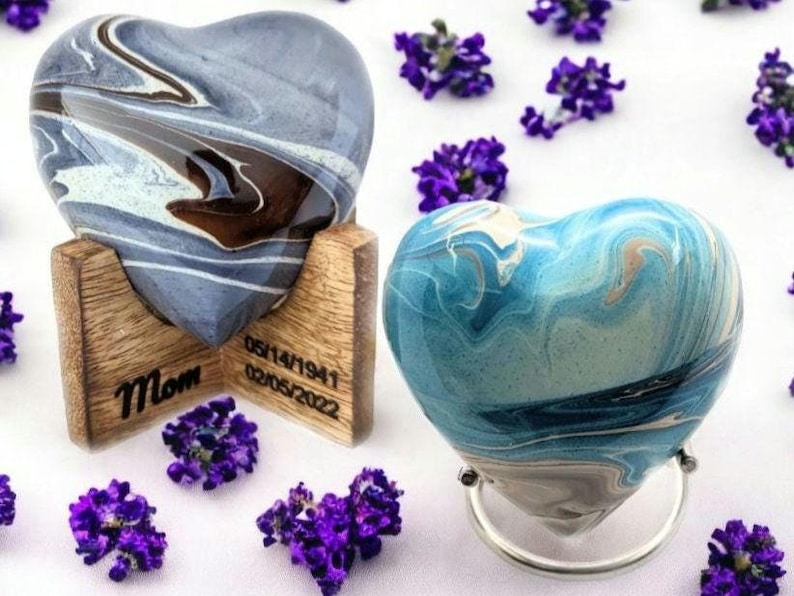 Devine Ocean View Heart Keepsake Urns - High Gloss Mini Cremation Urn