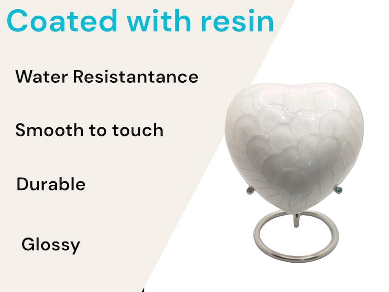 Devine Heart Cremation Urn (White) & Keepsake - High Gloss Finish (Small, Medium, Large)