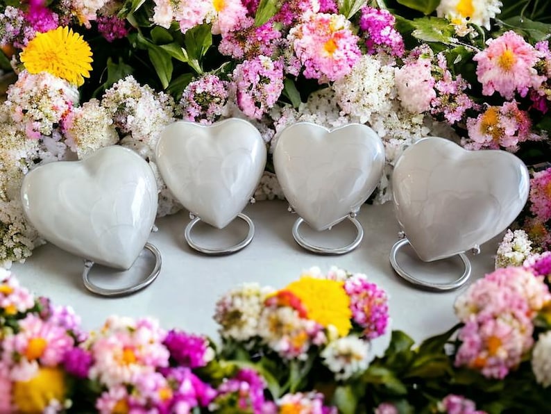 Devine Heart Cremation Urn (White) & Keepsake - High Gloss Finish (Small, Medium, Large)
