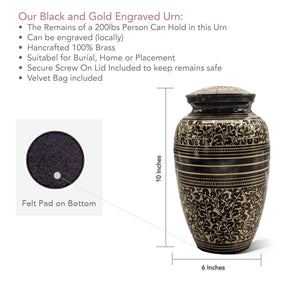 Beautifully Engraved Cremation Urn (Large)