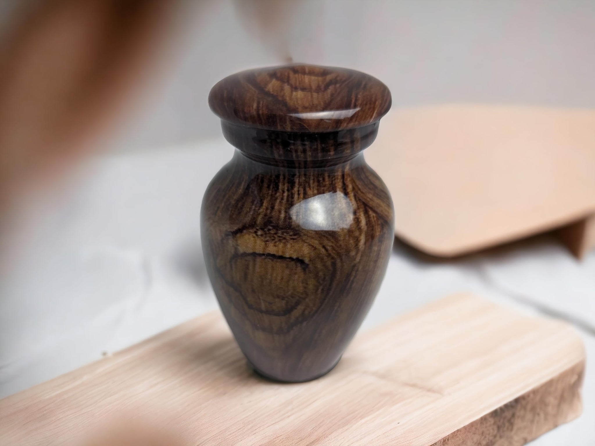 Wood Keepsake Urn - High Gloss Mini Cremation Urn