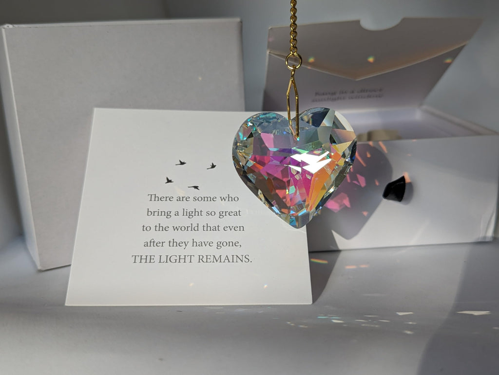 Rakkle Made with Love Condolence Gift Box - Sympathy Gift Card, Bereavement Gift, Memorial Gift - Sorry for Your Loss Gift - Crystal Rainbow Maker