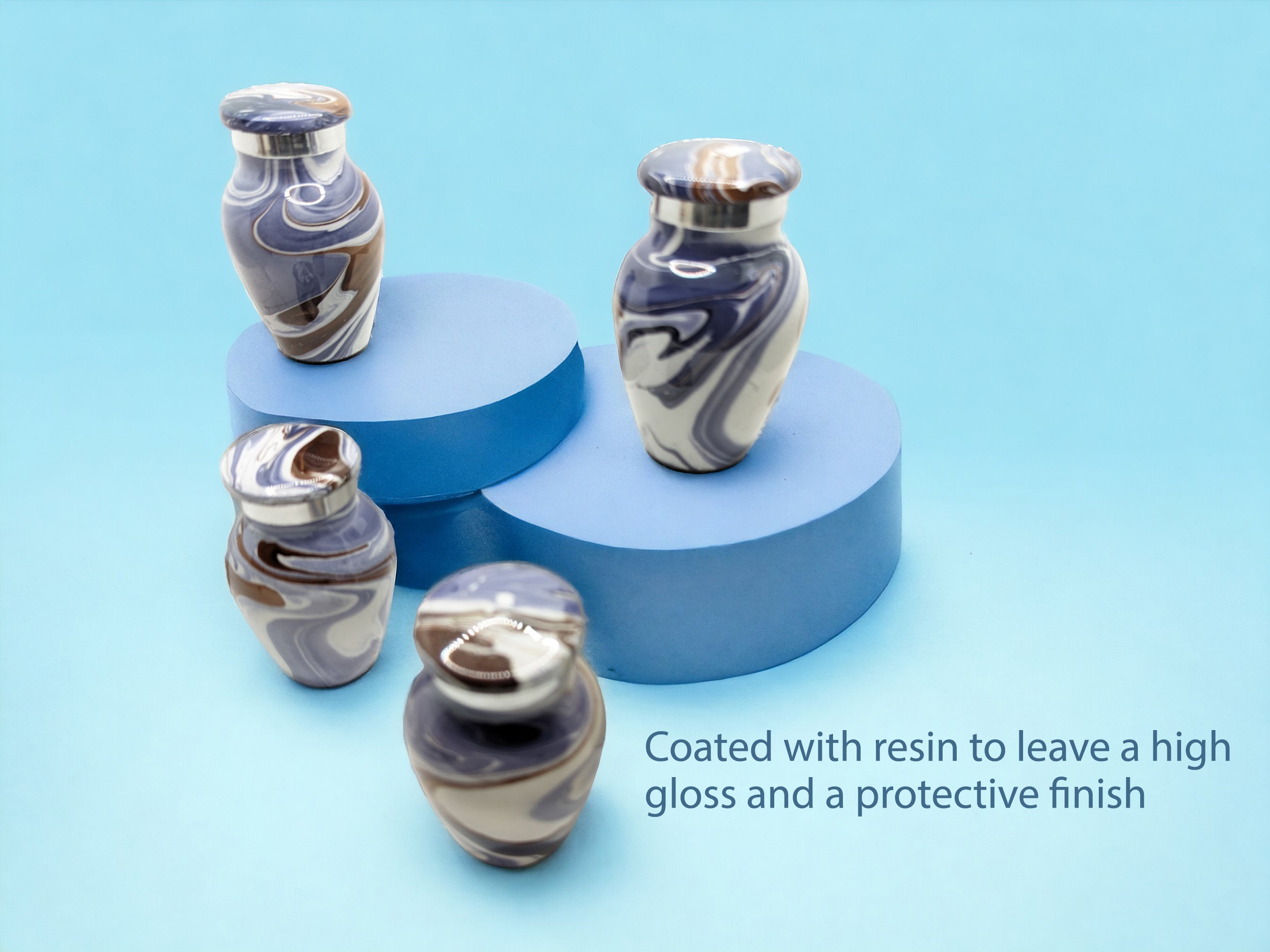 High Gloss Mini Cremation Urn - (Deep Ocean) Keepsake