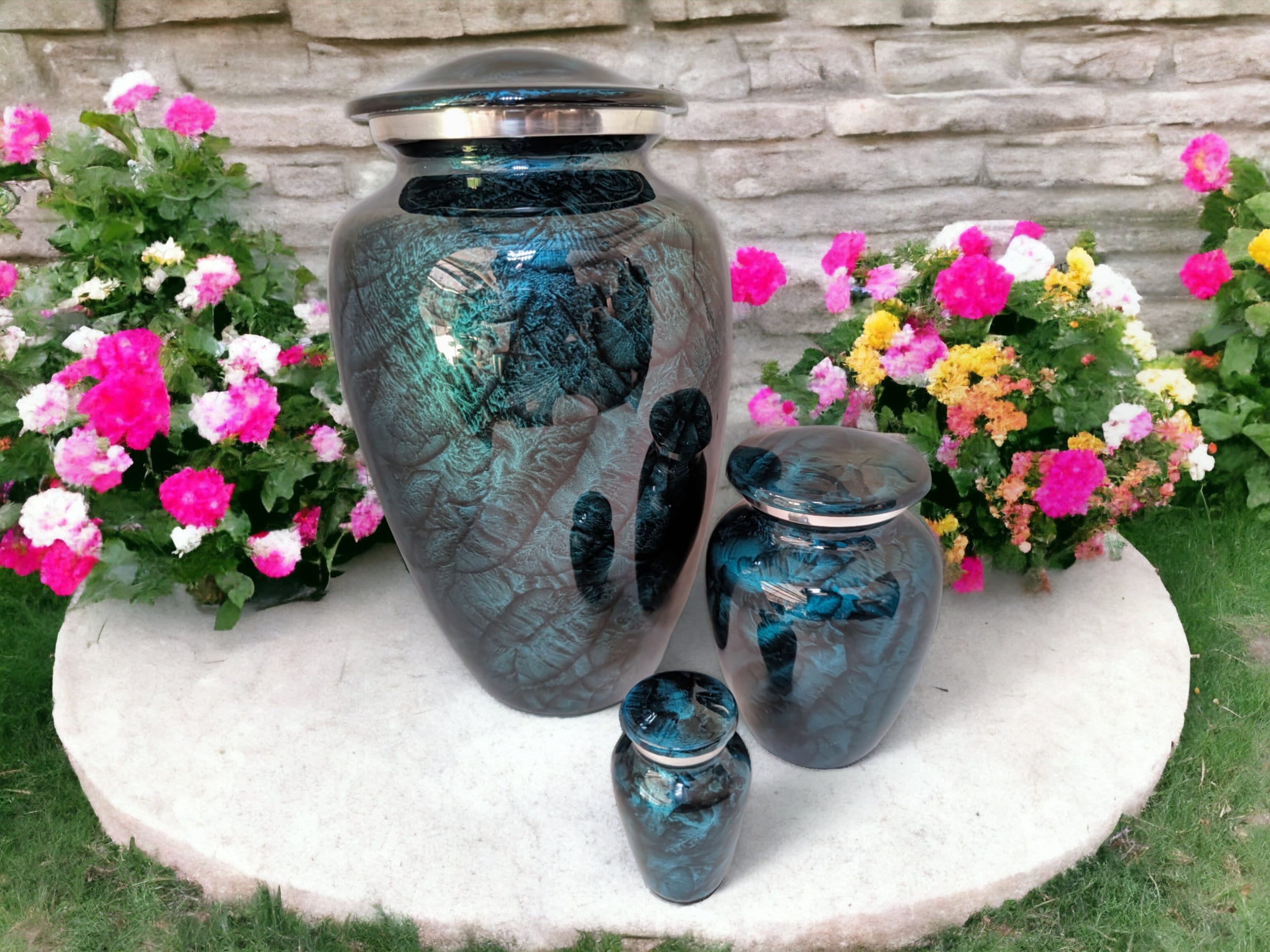 Beautiful Ocean Cremation Urns & Keepsakes with Serene Finish for Human Ashes, Female, Male, Funeral, Pet (Small, Medium, Large)