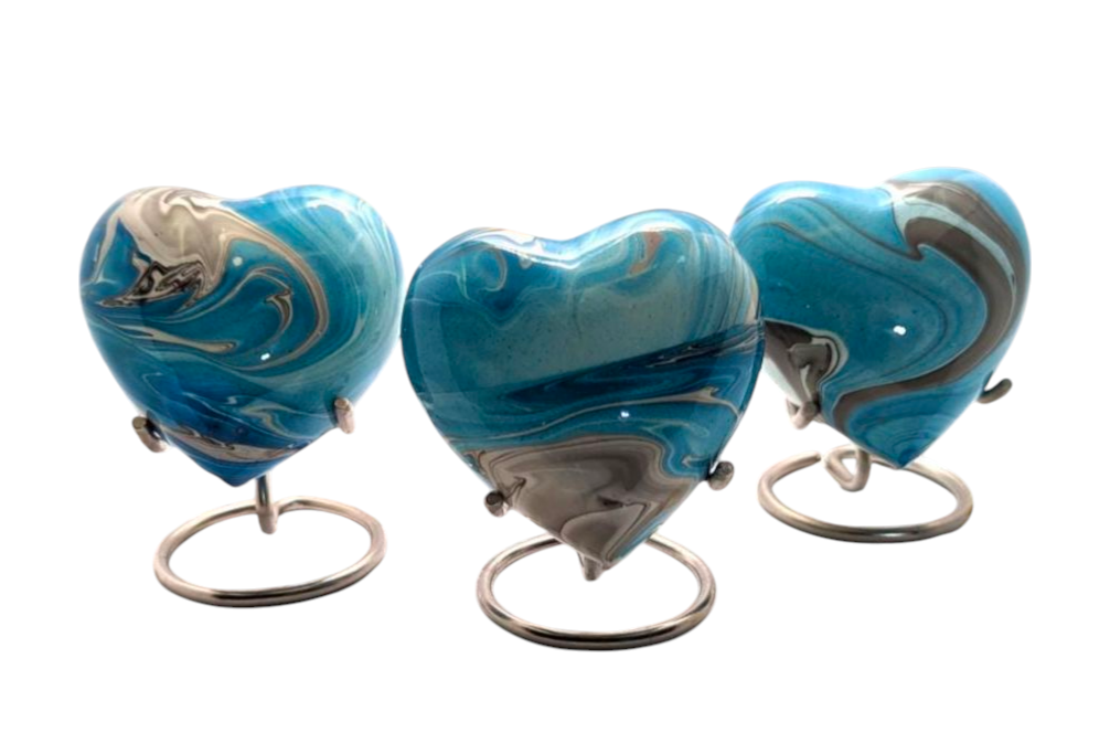 Devine Ocean View Heart Keepsake Urns - High Gloss Mini Cremation Urn