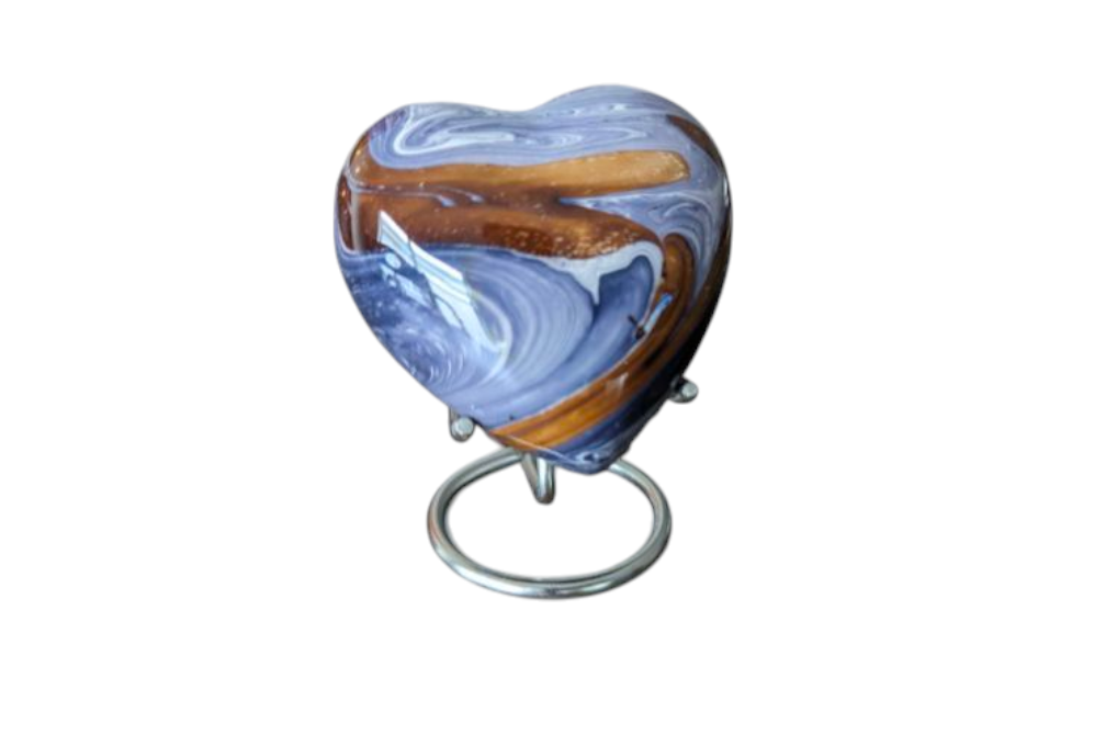 Devine Deep Ocean Heart Keepsake Urns - High Gloss Mini Cremation Urn