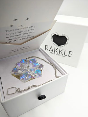Rakkle Made with Love Condolence Gift Box - Sympathy Gift Card, Bereavement Gift, Memorial Gift - Sorry for Your Loss Gift - Crystal Rainbow Maker