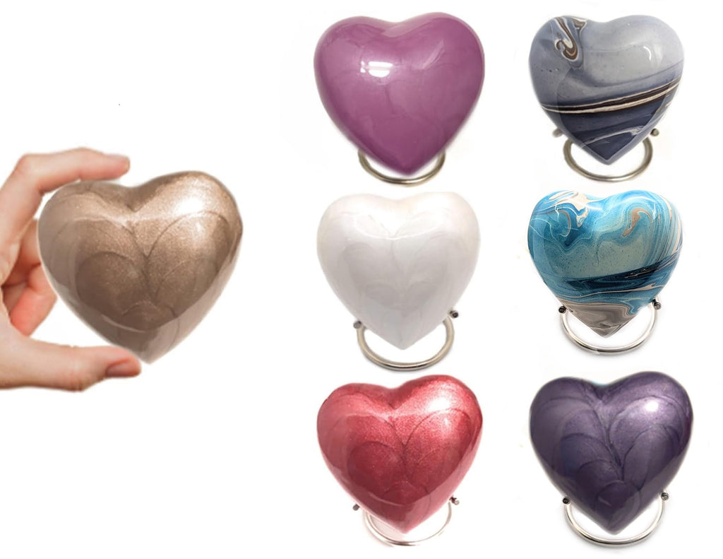Heart Keepsake Urn - High Gloss Mini Heart Cremation Urn - Heart Urn Stand Included (Copy)