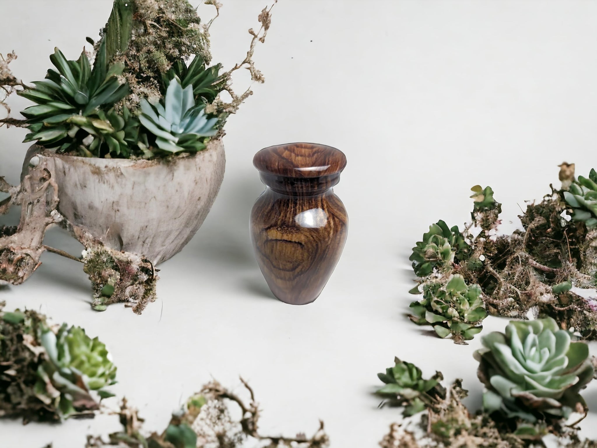 Wood Keepsake Urn - High Gloss Mini Cremation Urn