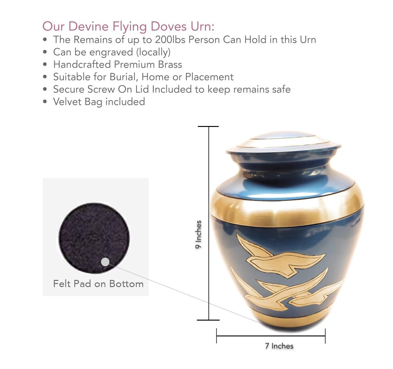 Beautifully Engraved Cremation Urn (Large)