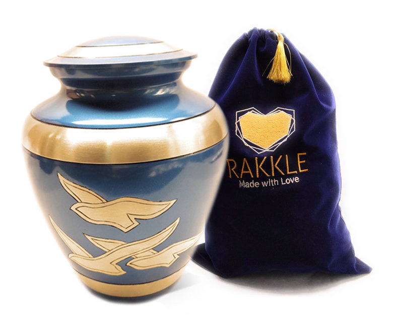 Flying Doves Cremation Urn - Exquisite Funeral Urn with 100% Brass Finish