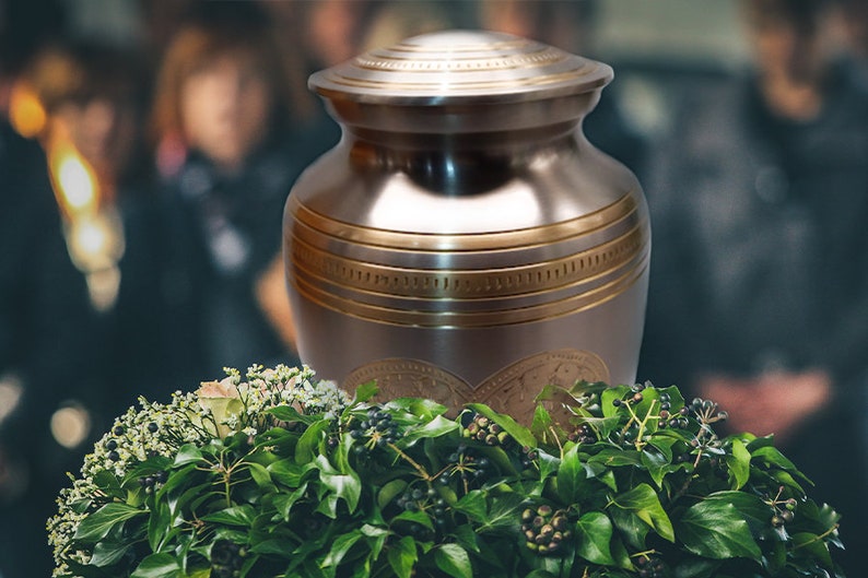 -Adult Cremation Urn: Exquisitely Designed Heart of Gold Urn - this adult cremation urn brings beautiful sophistication to your loved one’s final resting place.