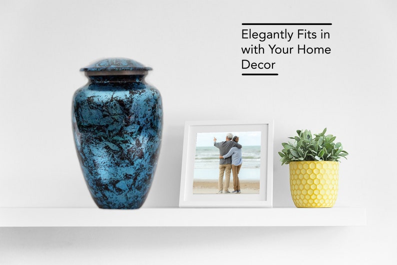 Exquisitely Designed Turquoise Urn - this adult cremation urn brings beautiful sophistication to your loved one’s final resting place.