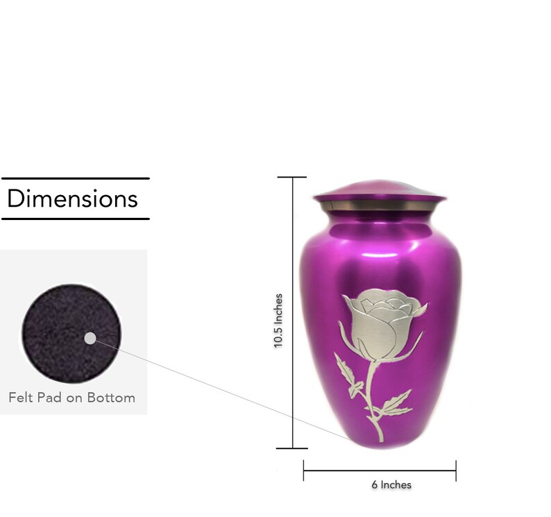 Single Rose Engraving on Purple Cremation Urn (Large)