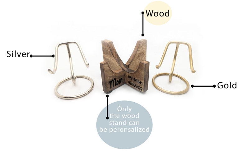 Heart Keepsake Stands (Silver, Gold & Wood)