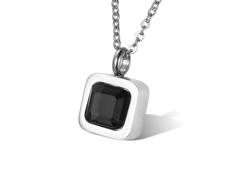 Silver Plated Black Jewelry for Ashes - Urn Pendant Keepsake Memorial Human or Pet