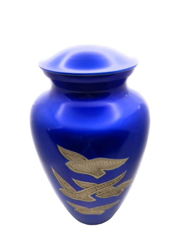 Adult Cremation Urn: Exquisitely Designed Blue Soaring Dove cremation urn brings beautiful sophistication to your loved one’s final resting place.
