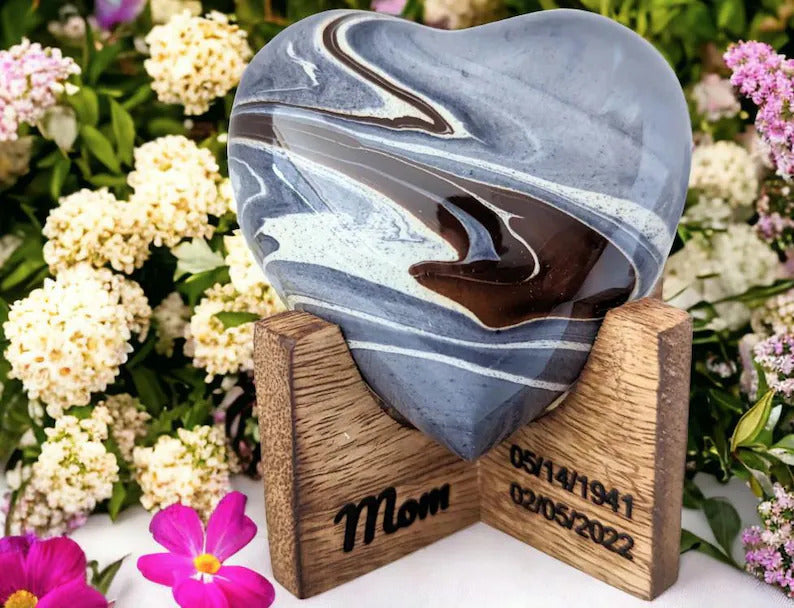Devine Deep Ocean Heart Keepsake Urns - High Gloss Mini Cremation Urn