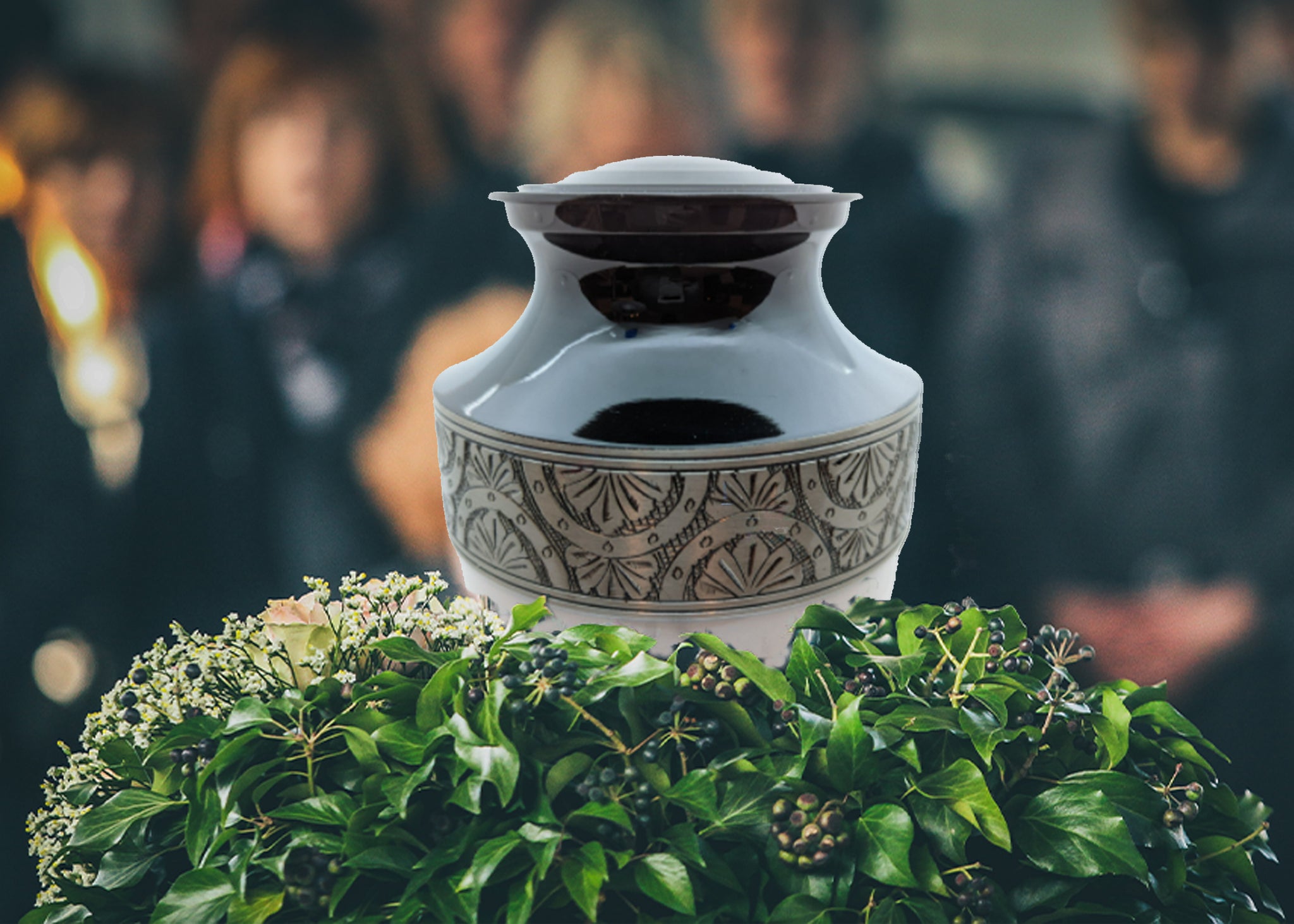 White & Black Cremation Urn