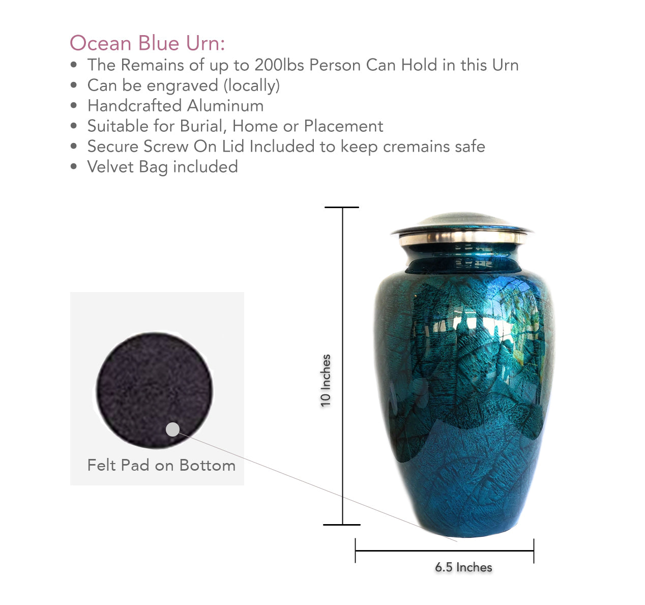 Elegant Midnight Blue Silhouette Leaves Cremation Urn