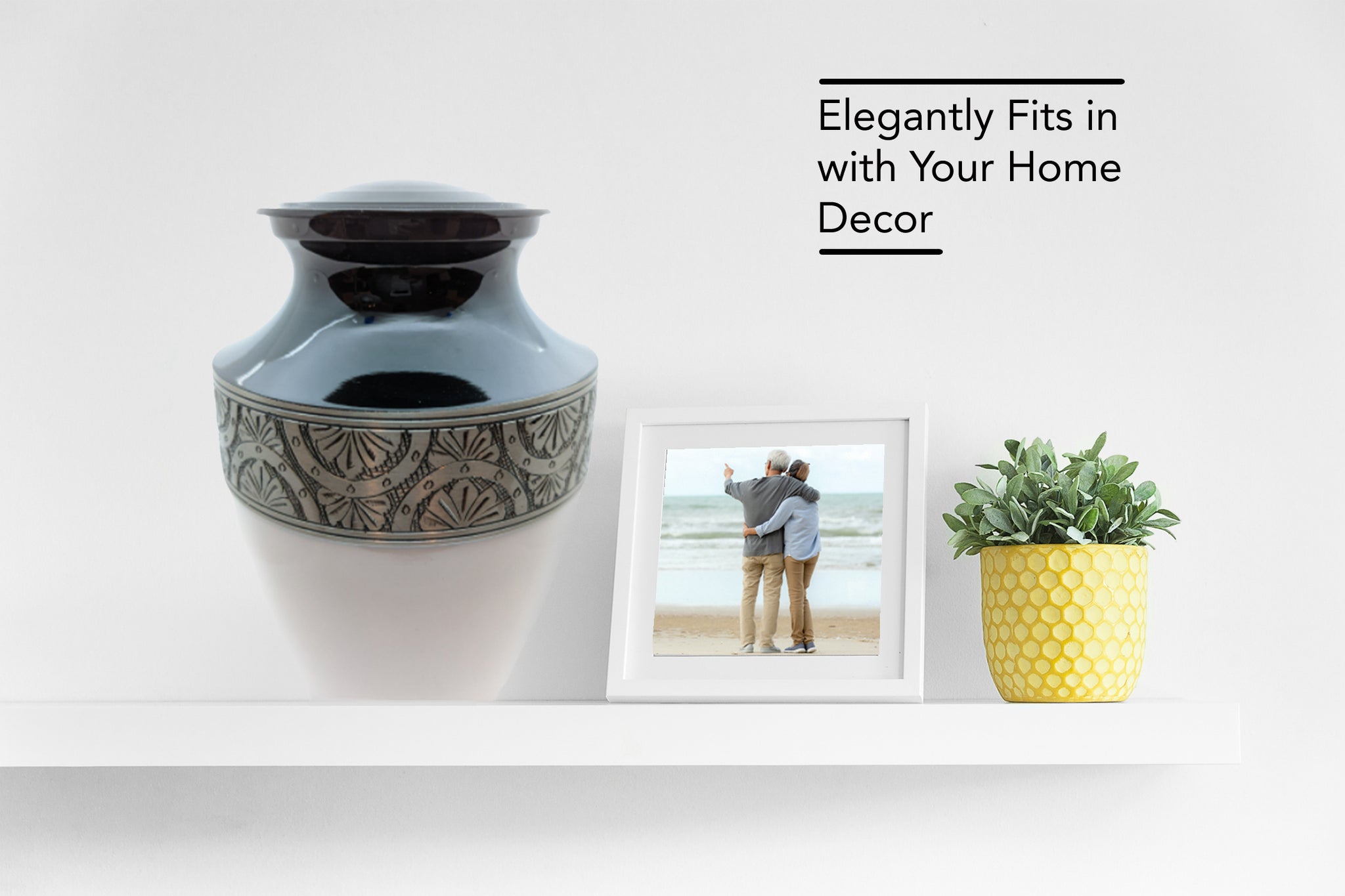 White & Black Cremation Urn