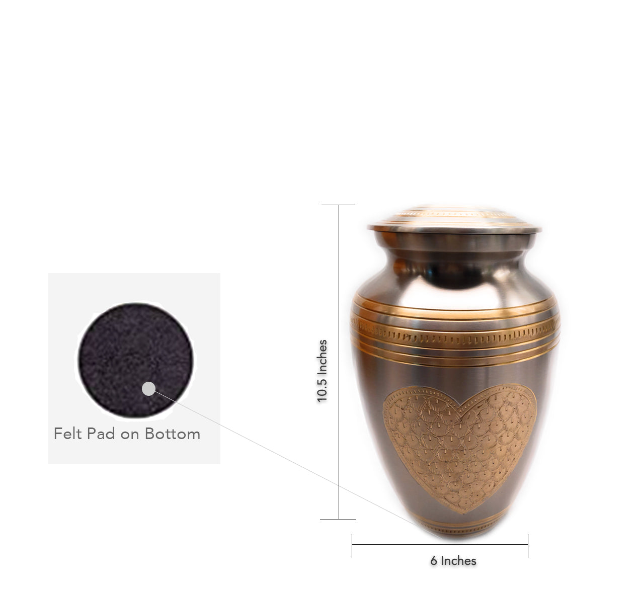 Heart of Gold Brass Urn