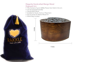 Heart Handcrafted Mango Wood Urns (Large)