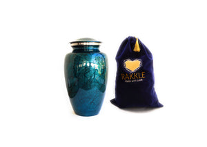 Elegant Midnight Blue Silhouette Leaves Cremation Urn