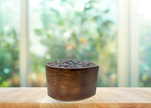 Heart Handcrafted Mango Wood Urns (Large)