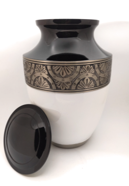 White & Black Cremation Urn