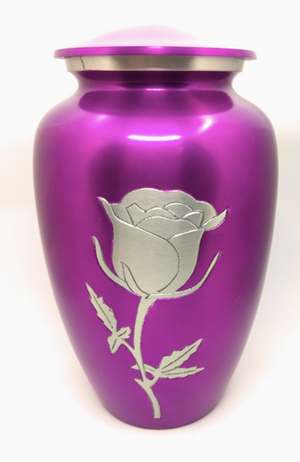 Single Rose Purple Cremation Urn