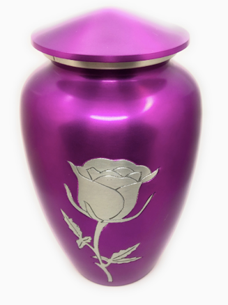 Single Rose Purple Cremation Urn
