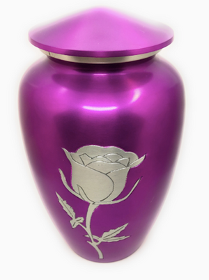 Single Rose Purple Cremation Urn