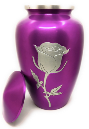 Single Rose Purple Cremation Urn