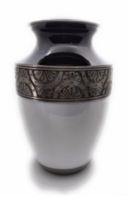 White & Black Cremation Urn