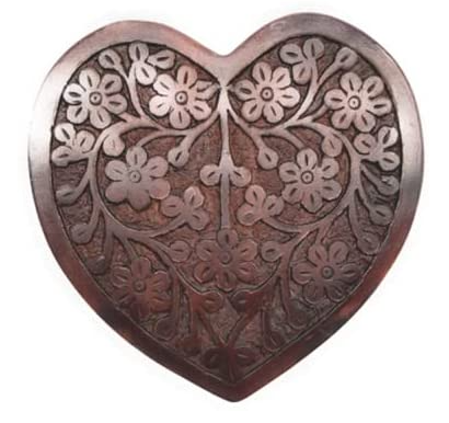 Heart Handcrafted Mango Wood Urns (Large)
