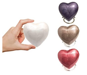 Elegant Heart Keepsake Urn (White)