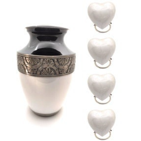 White & Black Cremation Urn
